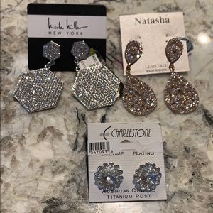 NWT BUNDLE 3 Pairs sparkle glam crystal earrings